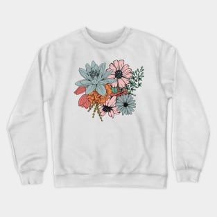 Boho Wildflowers Floral Nature, Botanical, Plant Lover Crewneck Sweatshirt